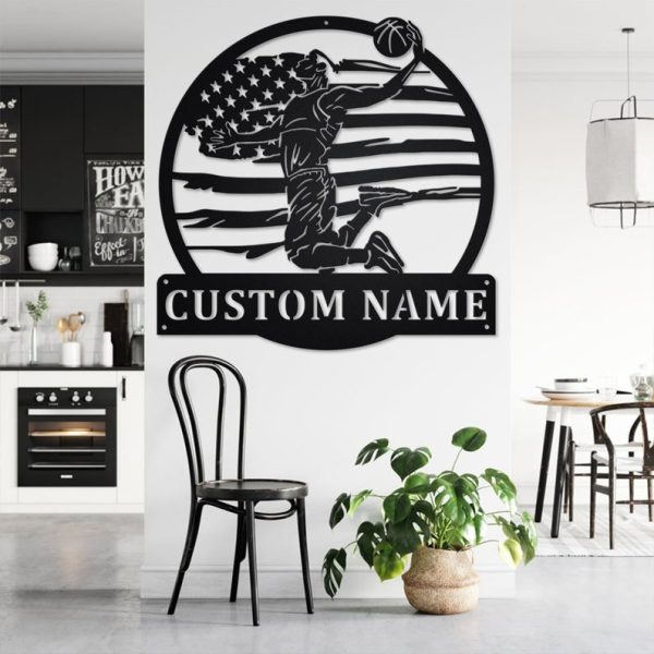 DINOZOZO US Flag Basketball Player Custom Metal Signs