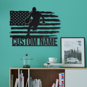 DINOZOZO US Flag Basketball Player Monogram Custom Metal Signs3