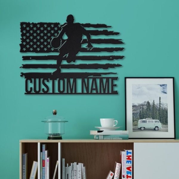 DINOZOZO US Flag Basketball Player Monogram Custom Metal Signs