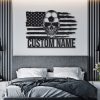 DINOZOZO US Flag Soccer Skull Football Boys Room Decor Custom Metal Signs2