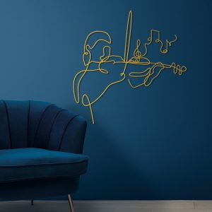 DINOZOZO Woman and Violin Musician Lady Minimalist Line Art Music Room Recording Studio Business Custom Metal Signs3