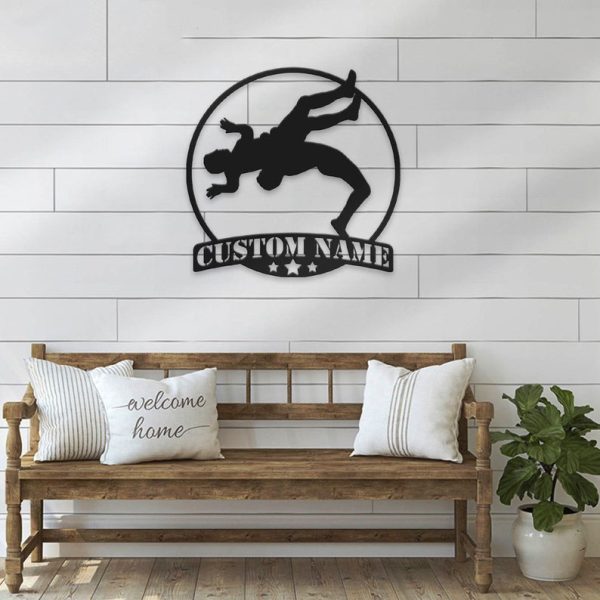 DINOZOZO Wrestling Player Silhouette Custom Metal Signs