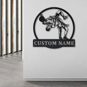 DINOZOZO Wrestling Sport Wrestler with Name Custom Metal Signs