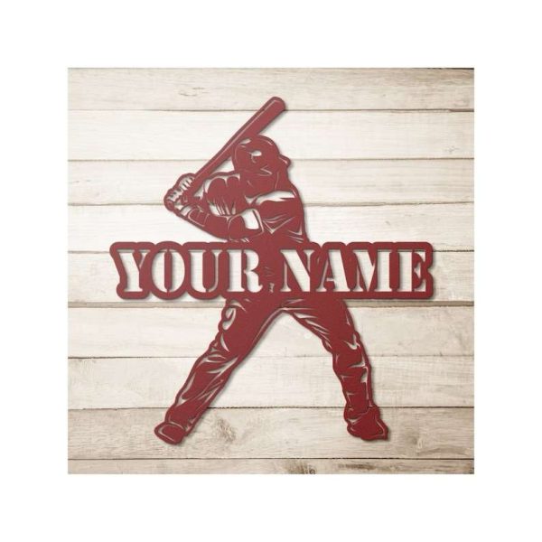 DINOZOZO Baseball Player Monogram Boy’s Room Decor Custom Metal Signs