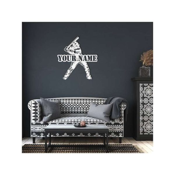 DINOZOZO Baseball Player Monogram Boy’s Room Decor Custom Metal Signs