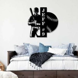 DINOZOZO Baseball Player Silhouette Baseball Team Baseball Enthusiast Gift Custom Metal Signs 1