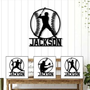 DINOZOZO Baseball Player Sport Room Decor Custom Metal Signs