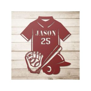 DINOZOZO Baseball Player Uniform with Name and Number Custom Metal Signs 1