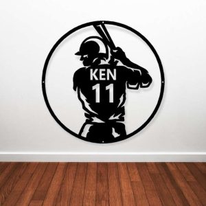 DINOZOZO Baseball Player Wearing Uniform with Name and Number Custom Metal Signs2