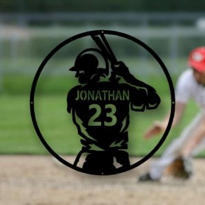 DINOZOZO Baseball Player Wearing Uniform with Name and Number Custom Metal Signs3