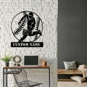 DINOZOZO Catch Baseball Player Sport Custom Metal Signs