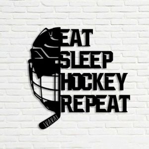 DINOZOZO Eat Sleep Hockey Repeat Hockey Custom Metal Signs2