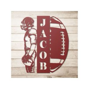 DINOZOZO Football Custom Monogram Name Custom Metal Signs