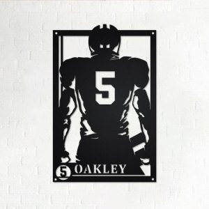 DINOZOZO Football Player Backside Name and Number Custom Metal Signs