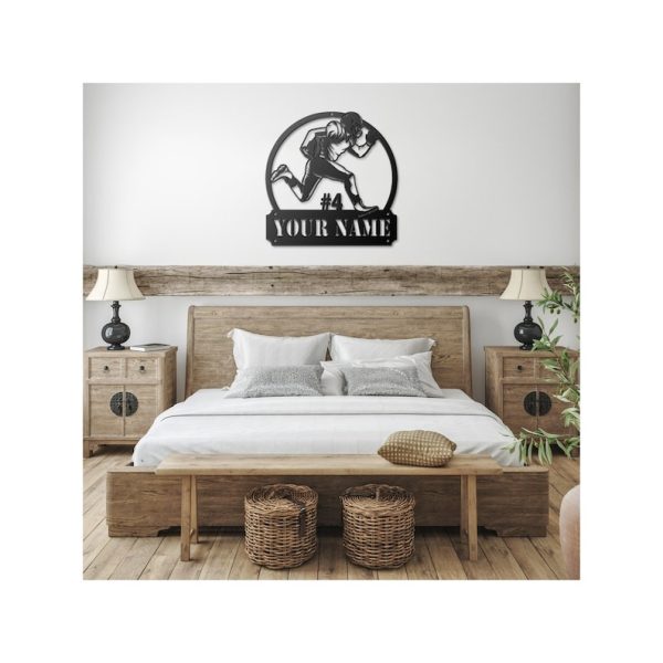 DINOZOZO Football Player Monogram Boy’s Room Decor Custom Metal Signs