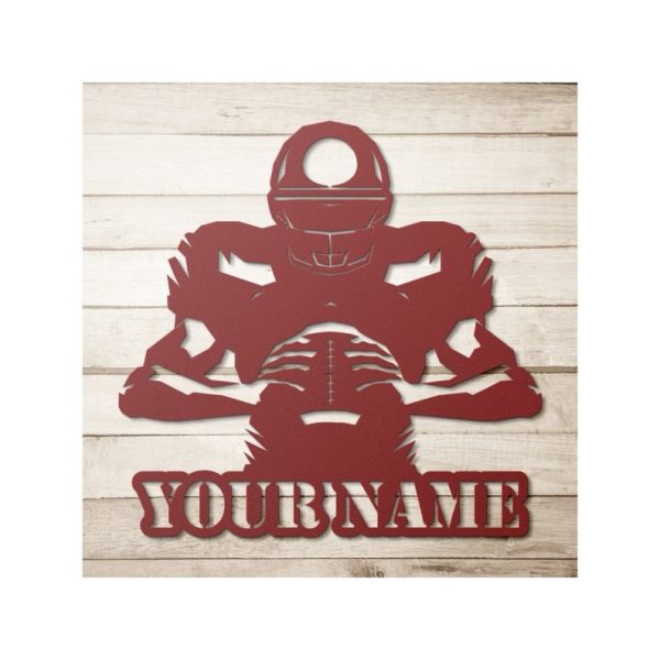 DINOZOZO Football Player Monogram Custom Metal Signs