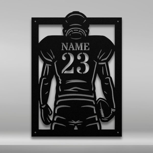 DINOZOZO Football Player Silhouette Custom Metal Signs