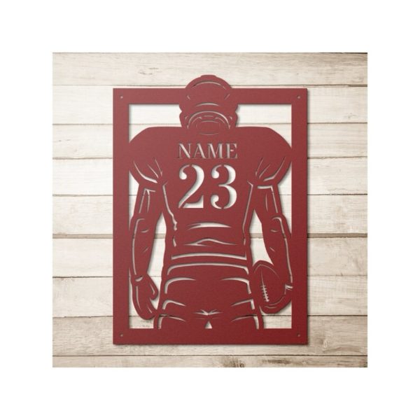 DINOZOZO Football Player Silhouette Custom Metal Signs