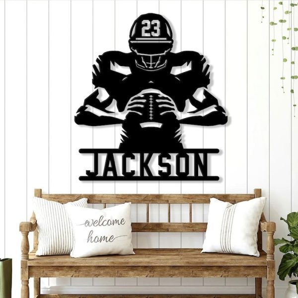 DINOZOZO Football Player Sport Room Decor Custom Metal Signs