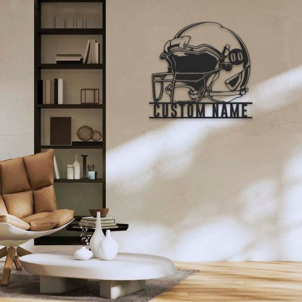 DINOZOZO Helmet American Football Sport Room Decor Custom Metal Signs