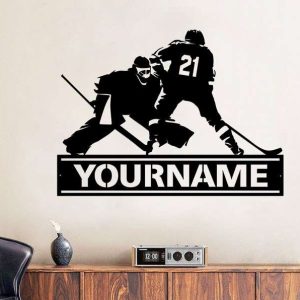 DINOZOZO Hockey Player Hockey Match Scene Boys Room Decor Custom Metal Signs