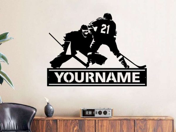 DINOZOZO Hockey Player Hockey Match Scene Boys Room Decor Custom Metal Signs