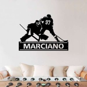 DINOZOZO Hockey Player Hockey Match Scene Boys Room Decor Custom Metal Signs4