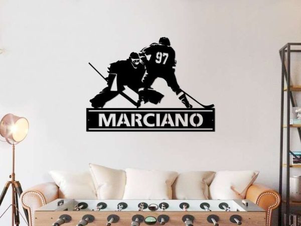 DINOZOZO Hockey Player Hockey Match Scene Boys Room Decor Custom Metal Signs