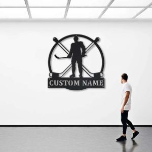 DINOZOZO Hockey Player Silhouette Custom Metal Signs