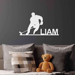 DINOZOZO Hockey Player with Name Hockey Themed Decor Custom Metal Signs4