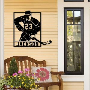 DINOZOZO Hockey Player with Name and Number Custom Metal Signs3