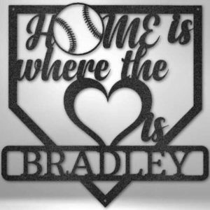 DINOZOZO Home Is Where The Heart Is Home Base Baseball Custom Metal Signs