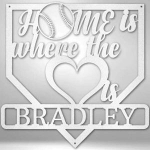 DINOZOZO Home Is Where The Heart Is Home Base Baseball Custom Metal Signs