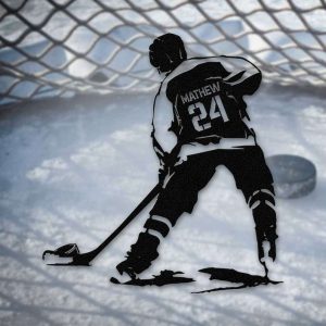 DINOZOZO Ice Hockey Player with Name and Number Custom Metal Signs 2