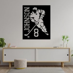 DINOZOZO Ice Hockey Player with Name and Number Custom Metal Signs