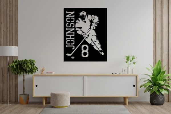 DINOZOZO Ice Hockey Player with Name and Number Custom Metal Signs