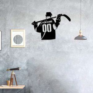 DINOZOZO Ice Hockey With Name and Number Gift Custom Metal Signs2