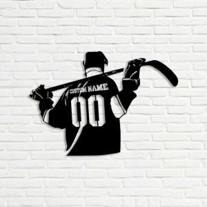 DINOZOZO Ice Hockey With Name and Number Gift Custom Metal Signs