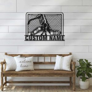 DINOZOZO Male Goalie Hockey Name Sign Sports Themed Custom Metal Signs2