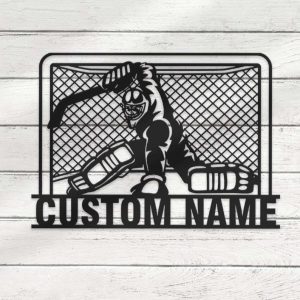 DINOZOZO Male Goalie Hockey Name Sign Sports Themed Custom Metal Signs