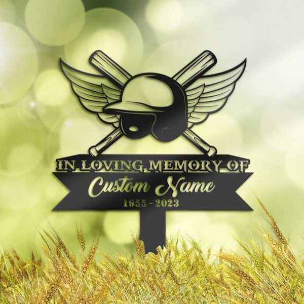 DINOZOZOCOM Memorial Stake for Outdoors Baseball Player Grave Marker V2 Custom Metal Signs