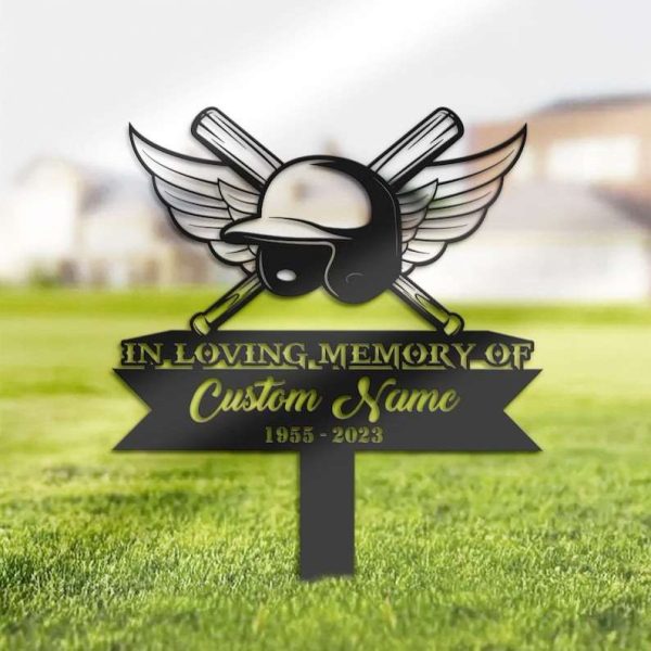 DINOZOZOCOM Memorial Stake for Outdoors Baseball Player Grave Marker V2 Custom Metal Signs