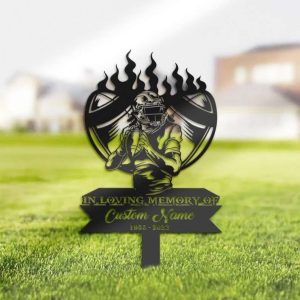 DINOZOZO Memorial Stake for Outdoors Football Player Grave Marker V1 Custom Metal Signs