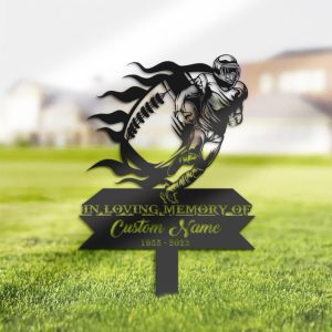 DINOZOZO Memorial Stake for Outdoors Football Player Grave Marker V2 Custom Metal Signs 3