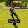 DINOZOZOCOM Personalized Memorial Stake for Outdoors Ice Hockey Player Grave Marker V2 Custom Metal Signs
