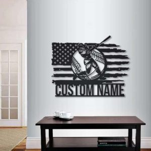 DINOZOZO US Baseball Player American Flag Custom Metal Signs