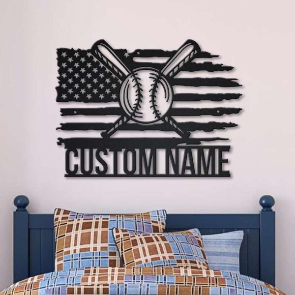 DINOZOZO US Baseball Sports Metal Wall Art Custom Metal Signs