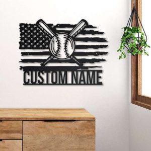 DINOZOZO US Baseball Sports Metal Wall Art Custom Metal Signs