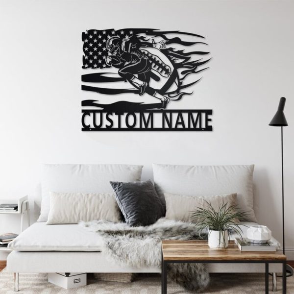 DINOZOZO US Flag Football Player Football Coach Gift Custom Metal Signs