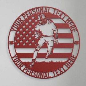 DINOZOZO US Flag Football Player Rugby Wall Hanging Custom Metal Signs 3